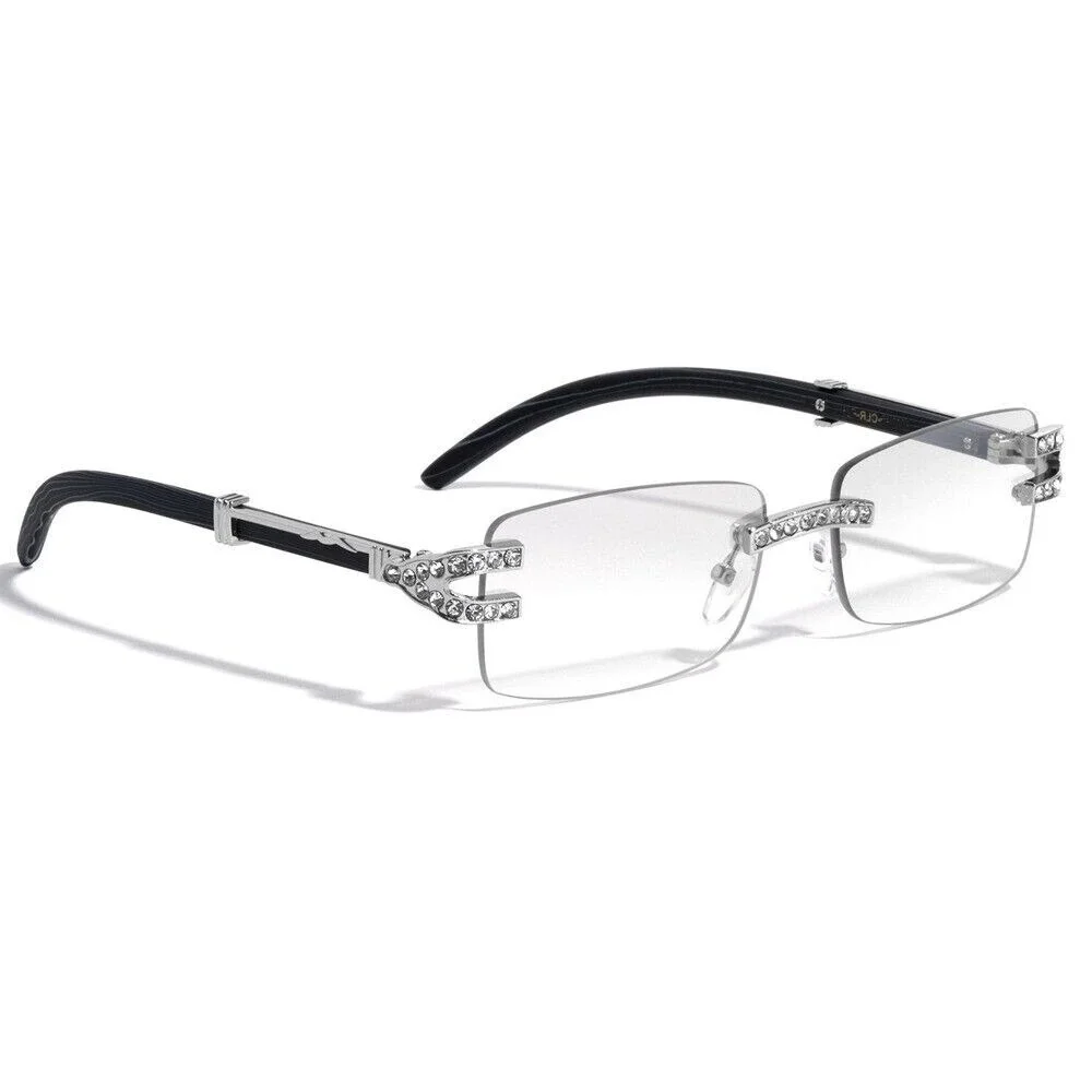 Hip Hop Men's Sunglasses Silver Frame Clear Eyewear Square UV400 Protection‎ New